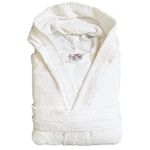 Stars and Stripes Organic Ecological Sustainable HOODED White Cotton Terry Towel Plain Bathrobe (L/XL)