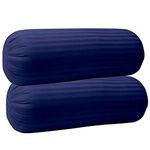 Trance Home Linen 100% Cotton 16x32 inch 200TC Striped Bolster Cover | Round Bed Side Long Bolster Pillow Cover to fit 24" Length 9" Dia | Pack of 2 Bolster Cover only (16x32 inch, Navy Blue)