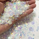 2000 Pieces Mermaid Seashell Party Glitter PVC Confetti for DIY Mold Art Nail Artwork Holiday Engagement Wedding Bridal Shower Birthday Valentines Party Decorations