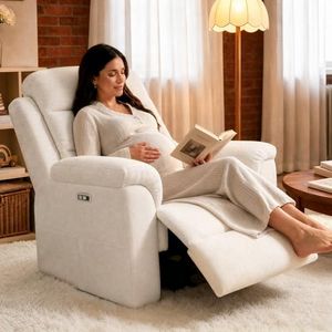 FLEXISPOT Souffle-Pro Swivel Rocker Recliner Chair with Nightlight, Power Nursery Glider Recliner with Massage & Heat, Adjustable Headrest, Oeko-TEX Fabric, Ideal for Nursery & Home Relaxation, Cream
