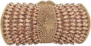 Boutique De FGG Women Rosegold Crystal Clutch Purse Evening Bags with Spikes Wedding Party Rhinestone Clutch Handbag, Mini