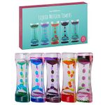 THE TWIDDLERS - 5 Liquid Motion Sensory Timers - Calming Bubble Fidget Hourglass for Kids, Lava Lamp Toy with Bubbles & Water - Assorted Colours