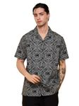 The Souled Store Official House of The Dragon: Fire Reigns Supreme Men and Boys Short Sleeves Collared Neck Button Front Grey All Over Printed Cotton Holiday Shirts