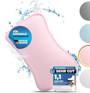 BadLiebe Bath Pillow Pink - [Tested Quality] - Includes 4 Extra Strong Suction Cups - Bath Pillow with Ergonomic Fit for Neck and Back - Premium Neck Pillow [Includes Integrated Hook]