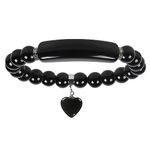 Nupuyai Obsidian Healing Crystal Stone Bracelet for Women, Lucky Heart Charm 8mm Beads Stretch Bracelet