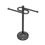 Gatco 1546MX Modern Round Base Freestanding Countertop S Style Towel Holder, Matte Black / 14.25" H x 8" W S-Shape Countertop Towel Rack/Hand Towel Holder for Bathroom, Kitchen