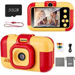 SUZIYO Kids Digital Camera, Children Selfie Video Camcorder 1080P Dual Lens 2.4 Inch HD, Best Christmas Electronic Gifts Toys for Age 3-10 Years Old Boys & Girls Toddlers (with 32G Micro SD Card, Red)