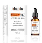 Kinskin Naturals 20% Advanced Vitamin C Face Serum with Ferulic Acid, Hyaluronic Acid Niacinamide| Helps reducing Dark Spot & pigmentation | For Brightening & Glowing Face - 30ML