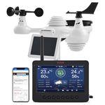 VEVOR 7-in-1 Wi-Fi Weather Station, 7" TFT Color Display, Wireless Weather Station with Solar-Powered Sensor, Indoor Outdoor Monitoring for Temperature, Humidity, Wind Speed Direction, and Rainfall