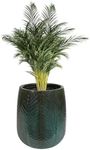 Sunnydaze 10" Chevron Pattern Ceramic Plant Pot - Features 1 Drainage Hole - 3.2 Gal Soil Capacity - Dark Olive