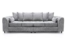 Abakus Direct Harriet Four Seater Sofa - Light Grey Crushed Chenille - Large 4 Seater Couch - Range Includes 2 Seater, 3 Seater, U-Shaped Sofa & Footstool Options - 4 Seater