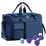 FIORETTO Womens Mens Sports Gym Bag Duffle Bag with Shoes Compartment, Weekend Travel Bag Overnight Bag for Women, Water Resistant Holdall Hospital Bag for Swimming Blue