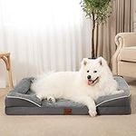 EXQ Home Orthopedic Dog Bed,Large Dog Beds with Washable Covers,Dog Couches for Large Dogs,Durable Dog Bed with Bolster, Dog Bed with Non-Slip Bottom and Egg-Crate Foam (Grey,36x28)