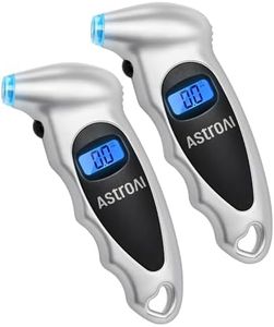 AstroAI Tire Pressure Gauge Digital 0-150PSI (Accurate in 0.1 Increments), 4 units for Car Truck Bicycle with Backlight LCD and Presta Valve Adaptor, Sliver (2 Pack)