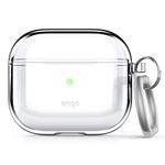 elago Clear Case with Carabiner Compatible with AirPods 3, Tape Included, Anti Yellowing, Wireless Charging Available (Clear)