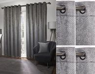 Emma Barclay – 3D Embossed Blackout Curtains for Bedroom Living Room Thermal Insulated Woven Eyelet Blackout Curtains With Reflective Reverse Weave Ambiance Collection (66” x 72” Inch)(Charcoal)