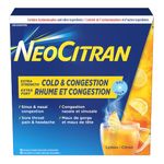 NeoCitran Extra Strength Cold and Congestion for Non-Drowsy Relief, Lemon, 10 Count