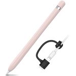 AHASTYLE Silicone Case for Apple Pencil 1st Generation [Added Cable Adapter Tether] Anti-slip Apple Pencil Cover Protective Case Compatible with Apple Pencil 1st Gen (1 Pack, Pink)