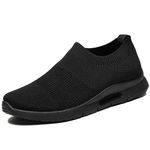 MGNLRTI Mens Trainers Running Shoes Lightweight Breathable Slip on Sneakers Walking Gym Trainers Black Mens Size 11 UK(Label Size:46)