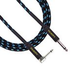 Kadence Guitar Cable 10ft(3MTR) Electric Instrument Cable Bass AMP Cord for Electric Guitar, Bass Guitar,Electric Mandolin,Amplifier,Speaker(Right Angle to Straight) TRS 6.3mm jack/Jack 90o-Black,Blue