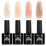 TOMICCA 4PCS Jelly Nude Gel Polish Set,Neutral Gel Polish Set Sheer Clear Crystal Translucent French Manicure Gel Nail Polish Kit DIY Manicure Kit 8ML