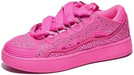 Cape Robin Marcy Womens Glitter and Rhinestone Platform Sneakers, Sparkly and Stylish Glitter Sneakers for Women - Pink Size 11