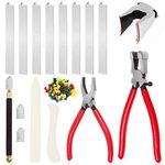 Swpeet 55Pcs 6 Inch Layout Block System with Glass Running Breaking Pliers and Glass Cutter Assortment Kit, Platic FID, Oil Dripper, Push Pins, Screwdriver for Stained Glass Cutting Supplies