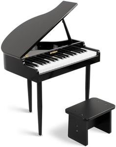 STRICH 37 Keys Kids Piano Keyboard Set, Mini Grand Digital Piano for Kids with Stand Chair, Wood Piano for 3+ Girls and Boys, Classic Black, SEK-60