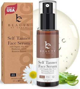 Face Tanner Serum - USA Made with Natural & Organic Ingredients, Sunless Self Tanner for Face with Anti-Aging Hyaluronic Acid, Non Toxic Bronzing Serum for Streak-Free Fake Tan & Natural Glow