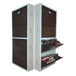 LIVECONCEPT I Double Decker Metal Shoe Rack I Double Lock I Wall Mounted I 4 Shelve (Brown Colour) I Coad LC 2DDL-04 BR I Height 58 Inches, Width 26 Inches, Depth 7.5 InchesI 3 Years Warranty.