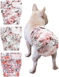 CuteBone Washable Dog Diapers Female No Tail Hole 3 Pack Reusable Doggie Period Training Pants for Docked-Tail Frenchie French Bulldog Boston Terrier Without Tail WWD30XL