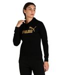 Puma Women's Cotton Hooded Neck Sweatshirt (84995801_Black-Gold Foil_L)