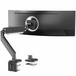 VIVO Premium Aluminum Monitor Arm for Ultrawide Screens up to 49 inches and 33 lbs, Heavy Duty Single Desk Mount, Pneumatic Height, Max VESA 100x100, Black, STAND-V101G1