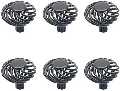 Addlike Door Knob Birdcage Knobs Iron Matte Black 1.3x1.5"(DxH) Set of 6