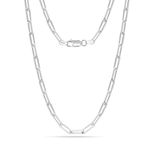 LeCalla 925 Sterling Silver Italian 3.5 MM Diamond-Cut PaperClip Link Chain Necklace for Women 18 Inches