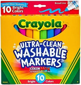 Crayola 10 Pack Ultra Clean Washable Markers, Bright Neon Colours, Broadline Tips, Perfect Drawing and Colouring Markers, Safe and Nontoxic, Great for Arts & Crafts, School and Home