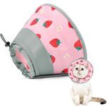 GoGoPaw Cat Cone Collar Soft to Stop Licking, Adjustable, Foldable Lightweight Kitten Cones After Surgery Recovery for Cats & Kittens, Cat Cone Alternative (Pink, M)