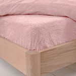 Brentfords Teddy Fleece Fitted Bed Sheet Thermal Warm Soft Luxury Fluffy Cuddly Cosy Bedding, Blush Pink - Single