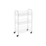 Metaltex Siena 3-Tier Trolley with Wheels - Multipurpose Storage Cart for Home including Kitchen, Bathroom, Office and Garage – White Metal, 400 grams