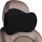 JSCARLIFE Car Headrest Pillow, Memory Foam Neck Support Pillow for Neck Pain Relief U-Shaped Ergonomic Design Soft Travel Pillow for Resting in Office and Long-term Driving (Black)