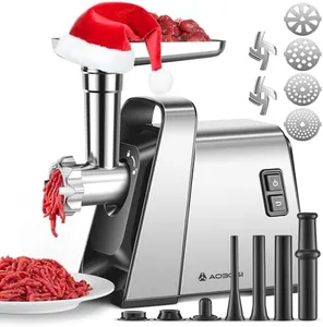 AAOBOSI Meat Grinder Electric, [3000W Max] Meat Grinder Heavy Duty with 2 Stainless Steel Blades & 4 Grinding Plates, Sausage Maker & Kibbe Kit for Home Kitchen Using