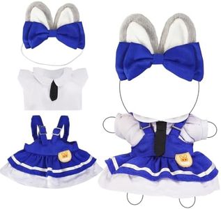 2PCS Bunny Police Doll Outfit Set Blue Shirt and Cap for 15-17cm 4 Inch Blind Box Animal Dolls
