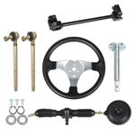 ANTUKO Steering Wheel Steel Kit Gear Rack Pinion Adjustable Shaft Set Replacement for 110cc Go Kart