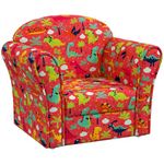 AIYAPLAY Kids Sofa Chair, Toddler Armchair with Dinosaur Design, Wooden Frame, Upholstered Toddler Chair for Bedroom, Playroom, Kids Room, Red