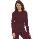 Minus33 Women's Ossipee Midweight Crew Top - 100% Merino Wool - Long Sleeve Thermal Base Layer - No Itch Renewable Fabric - Burgundy - X-Large