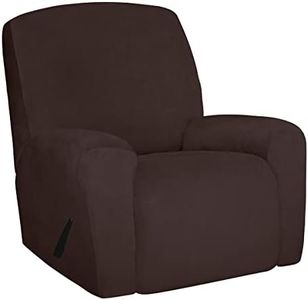 Easy-Going 4 Pieces Velvet Recliner Chair Cover Stretch Reclining Sofa Slipcover Non-Slip Couch Cover Soft Washable Furniture Protector for Kids Pets (Recliner, Chocolate)