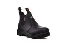Tiger King Jasper Men’s Premium CSA Approved Chelsea Safety Boots: Composite Toe, Slip, Heat and Puncture Resistant with Electrical Hazard Protection, Size 9, X-Wide, Black