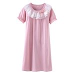 BANGSAUR Girls Nightgown, Christmas Cotton Sleepwear Nightie Sleeper Gown 3-15 Years(Coral Blush 13-15Years)