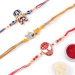 KSJONE Set of 3 Three Assorted Design Kids Rakhi for Brother Raksha Bandhan Fancy Rakhi for Kids Rakshabandhan Special Rakhi for Girls and Boys