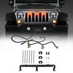 Pre-Runner LED Grille Light Bar Kit for 2007-2018 Jeep Wrangler JK 2-Door/Unlimited 4-Door (JK), Plug & Play Waterproof LED Light Bar Kit